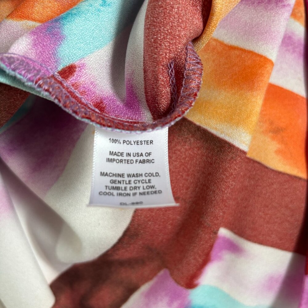 Veronica M Dress Colorful Midi Pink White Red Tropical Graphic Print Vacation XS - Picture 8 of 9